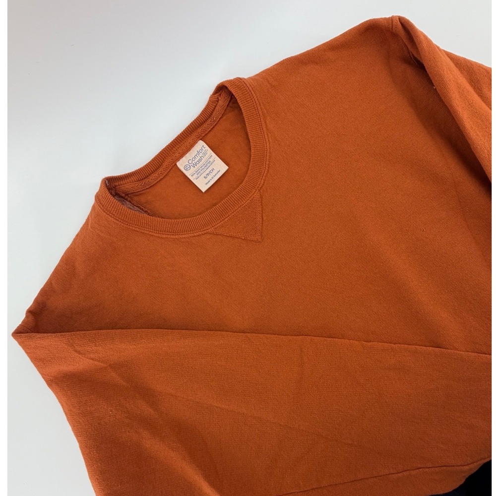 Comfort Wash Crewneck Sweatshirt Orange Long Sleeve Cotton Blend Size‎ S P CH